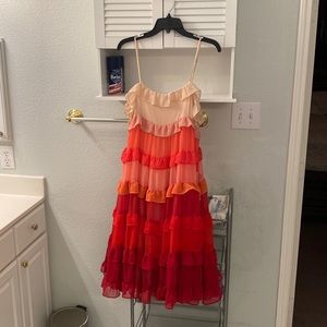 Red ombré ruffle dress
